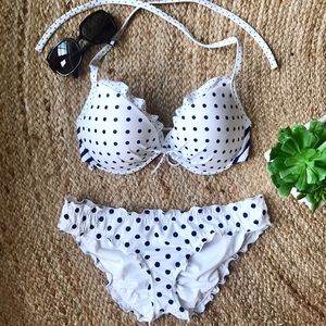 Victoria's Secret Swim - NEW VS navy & white polka dot bikini 34D / Small Victoria's Secret Swim - NEW VS navy & white polka dot bikini 34D / Small